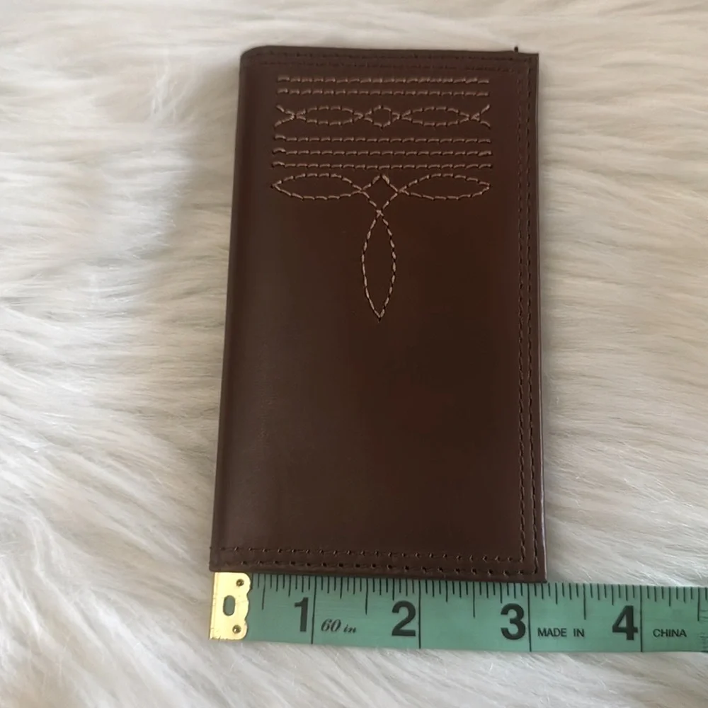Justin Genuine Leather Junior Rodeo Wallet Brown With Boot Stitch Detail RFID